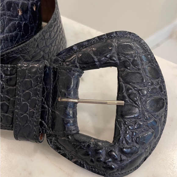 Vintage Michael Rose Embossed Croc Wide Leather Belt - Picture 2 of 6